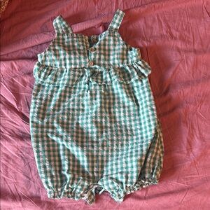 Carter's Green and White Checkered Overalls